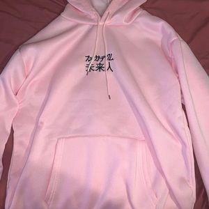 Japanese writing hoodie soft women men